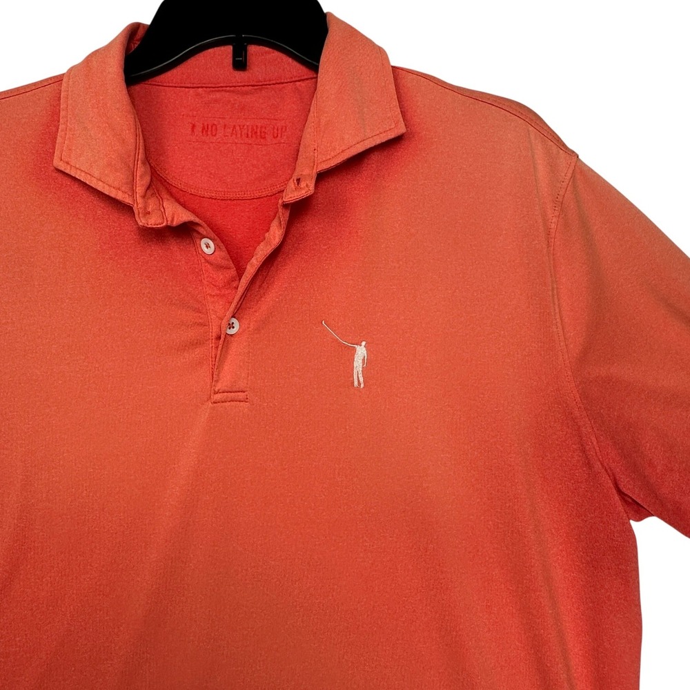 No‎ Laying Up Men Orange Heathered Golf Polo Shirt Short Sleeve Stretch Large